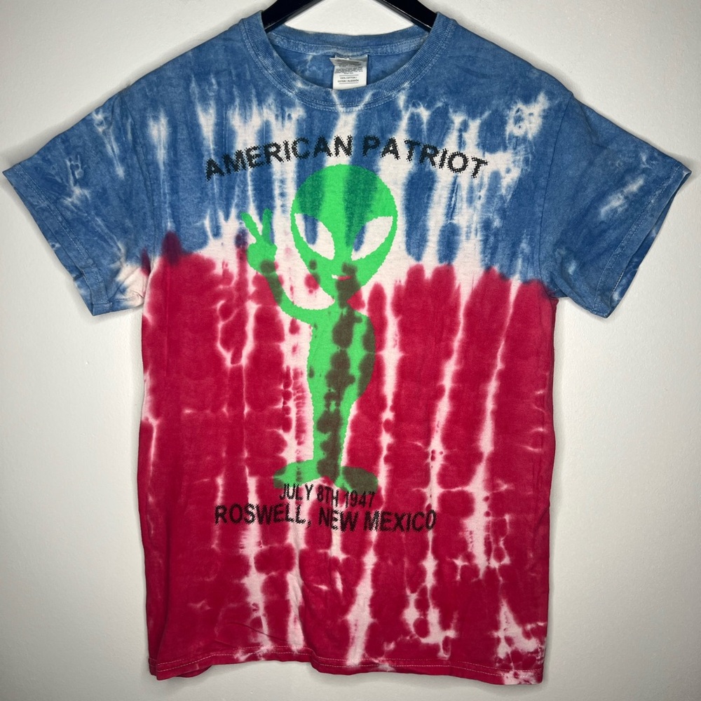 Roswell New Mexico Alien Tie Dye T Shirt Gildan Ultra Cotton USA Graphic Men’s S